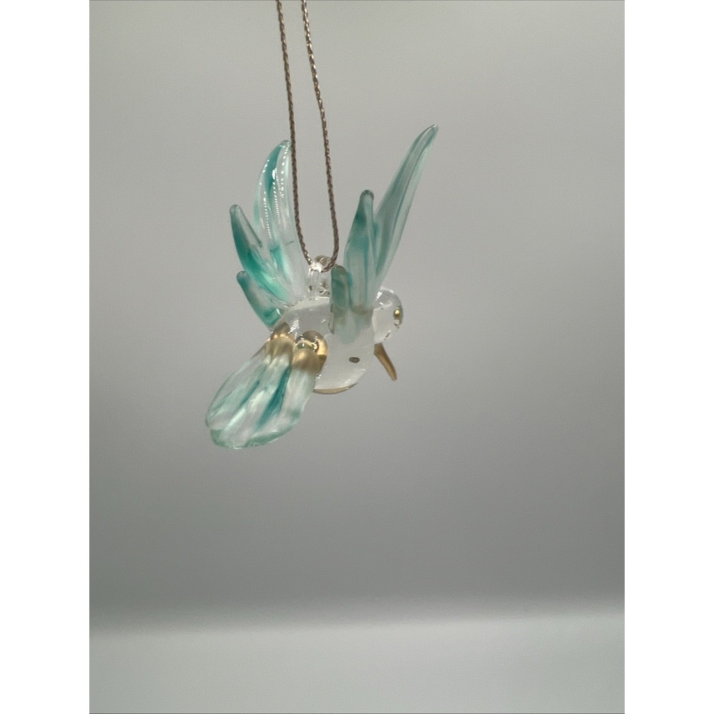Hummingbird Ornament Glass Green Teal Figurine Crystal‎ Hanging Bird Christmas - Picture 2 of 8